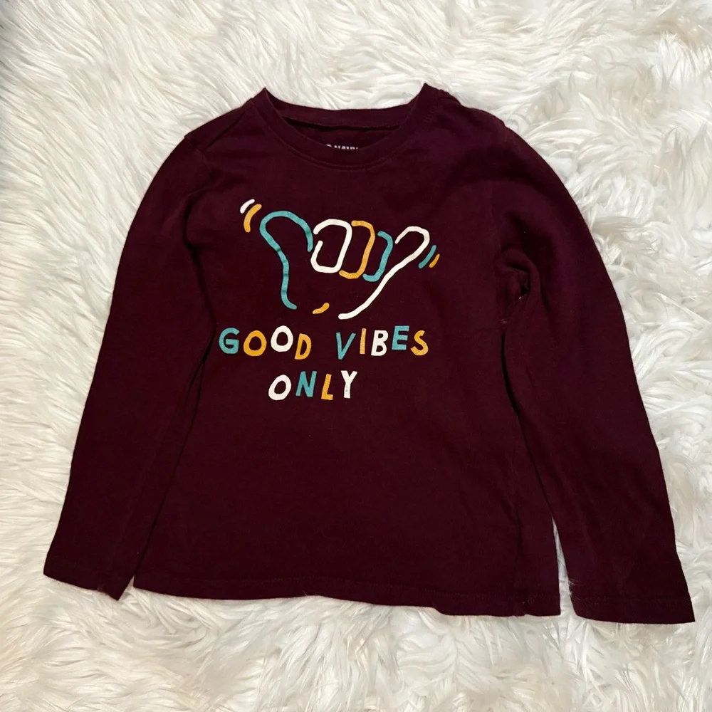 Old Navy Toddler Unisex Graphic Long Sleeve Tee Size 4T‎ Good Vibes